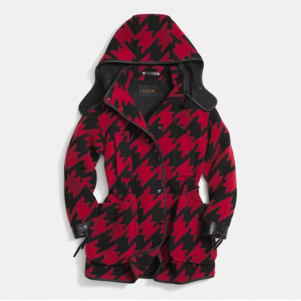 Coach Red and Black Houndstooth Jacket - Picture 4 of 5